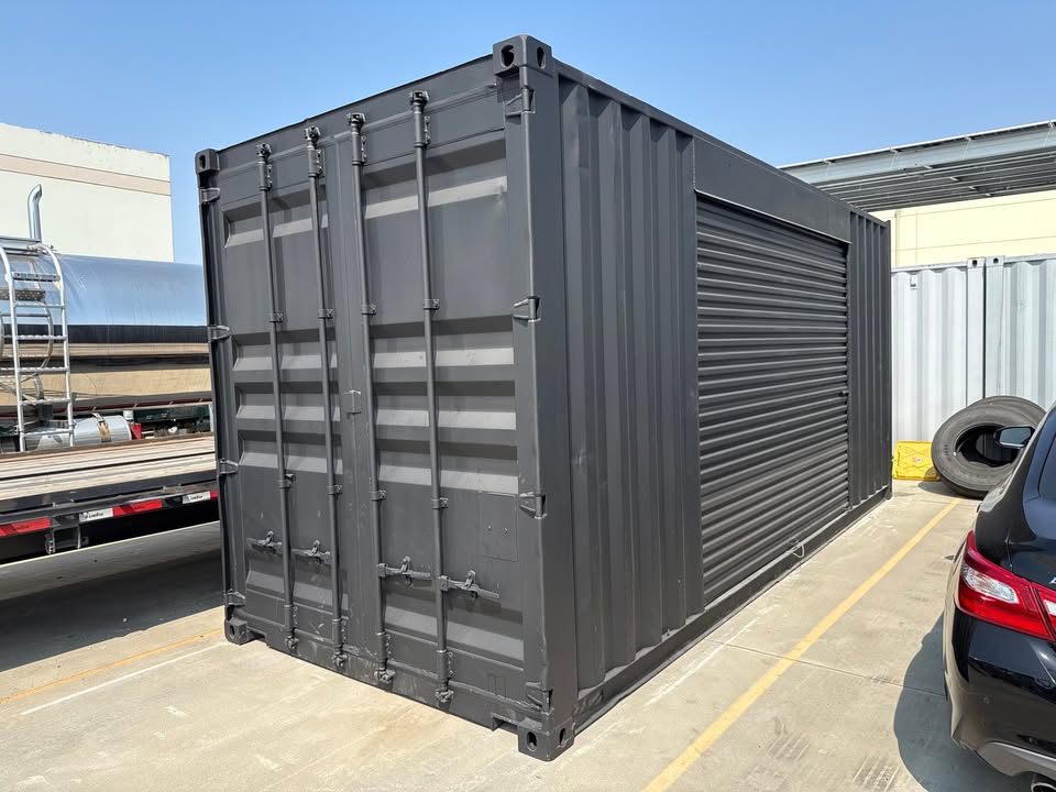 20ft Used Shipping Container โ Matte Black w/ 12โ Side Roll-Up Door 1 20ft Used Shipping Container โ Matte Black w/ 12โ Side Roll-Up Door