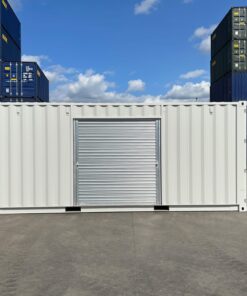 Alternative view of 20ft Custom One Trip Shipping Container – Roller Shutter & RAL 7035 Respray