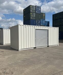 20ft Custom One Trip Shipping Container – Roller Shutter & RAL 7035 Respray